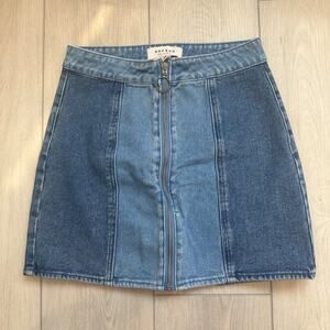 Pacsun high waisted two-tone full zip bodycon denim jean skirt 24